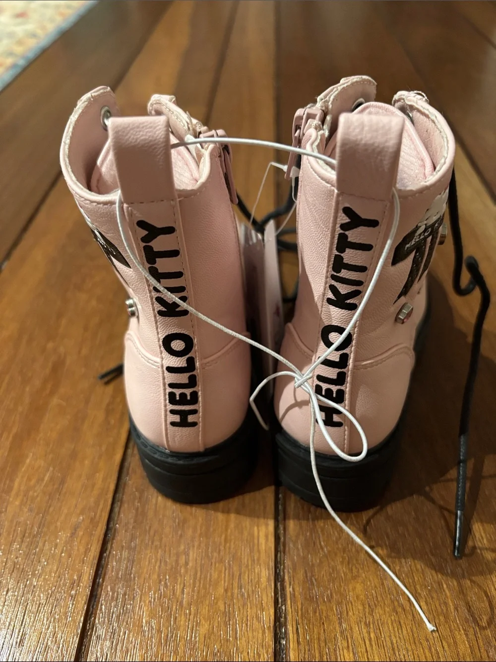 Hello Kitty x The Children’s Place Pink Combat Boots with Charms Sz 11